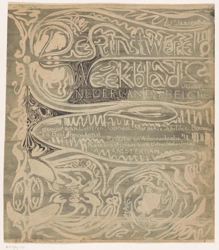 Omslagontwerp voor: De kunstwereld, 1894 by Carel Adolph Lion Cachet, print, 1894