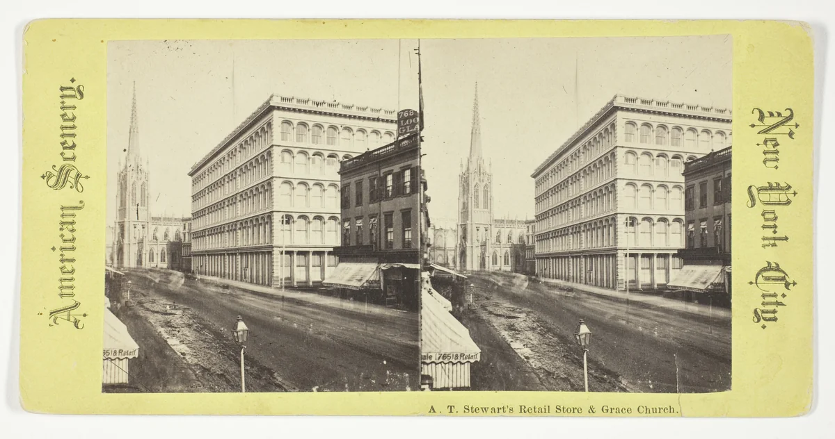 A.T. Stewart's Retail Store & Grace Church, New York by Artist Unknown, photograph, 1875-1899