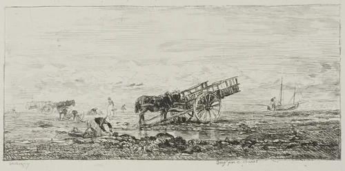 Beach at Villerville by Charles-François Daubigny, print, 1855