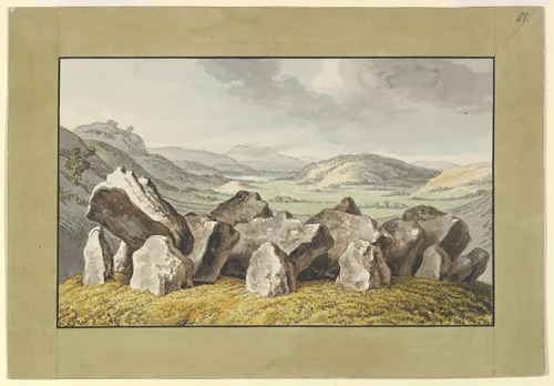 A Prehistoric Stone Circle on a Mound, an Extensive Landscape Beyond by Johann Heinrich Wilhelm Tischbein, drawing, 1765-1829