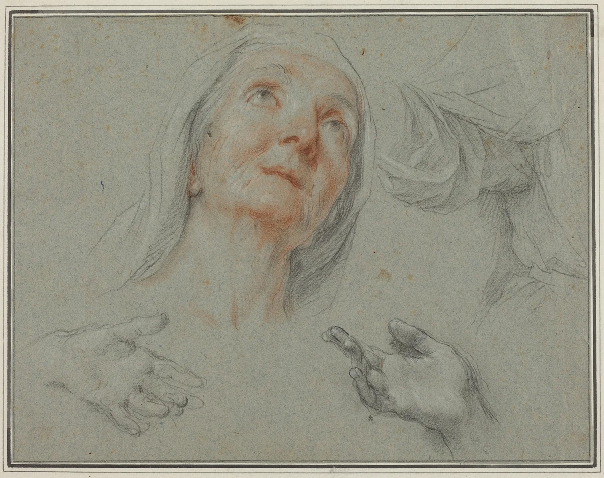 Studies for Saint Anne in "Education of the Virgin" by Agostino Masucci, drawing, 1691-1758
