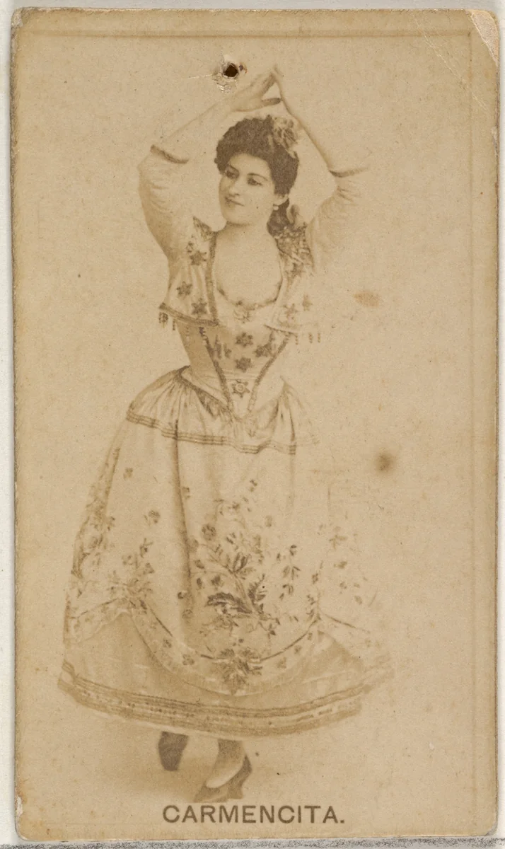 Carmencita, from the Actors and Actresses series (N45, Type 8) for Virginia Brights Cigarettes by Allen & Ginter, photograph, 1885-1891