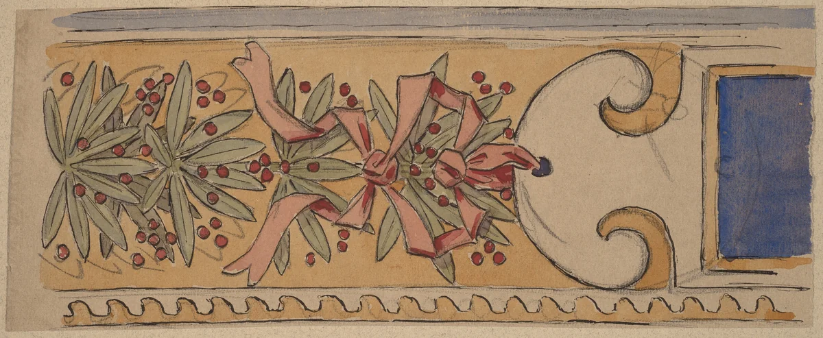 Study for a Border Design by Charles Sprague Pearce, drawing, 1890-1897