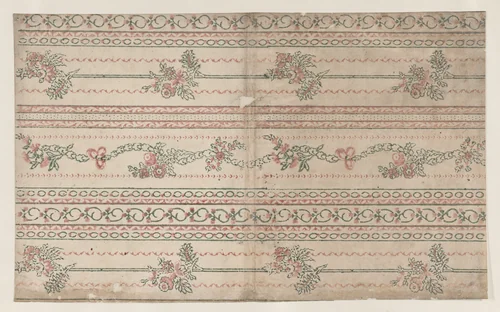 Sheet with garland designs by anonymous, print, 1800-1900