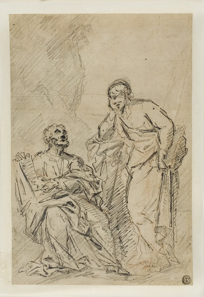 Two Philosophers by Unknown Artist, drawing, 1600-1699