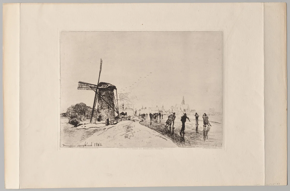 Vue de la Ville de Maaslins by Johan Barthold Jongkind, print, 1862