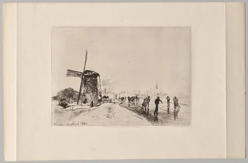 Vue de la Ville de Maaslins by Johan Barthold Jongkind, print, 1862