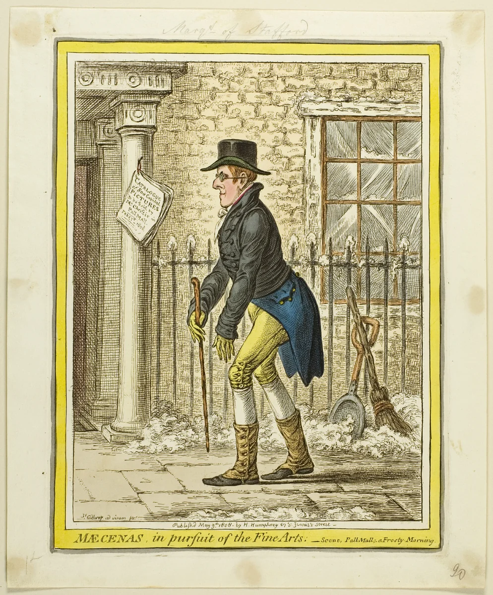 Maecenas, In Pursuit of the Fine Arts by James Gillray, print, 1808