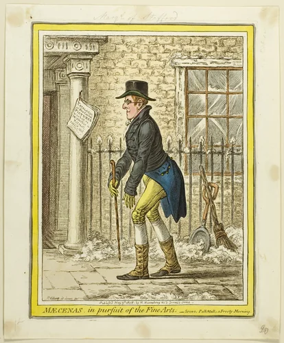 Maecenas, In Pursuit of the Fine Arts by James Gillray, print, 1808