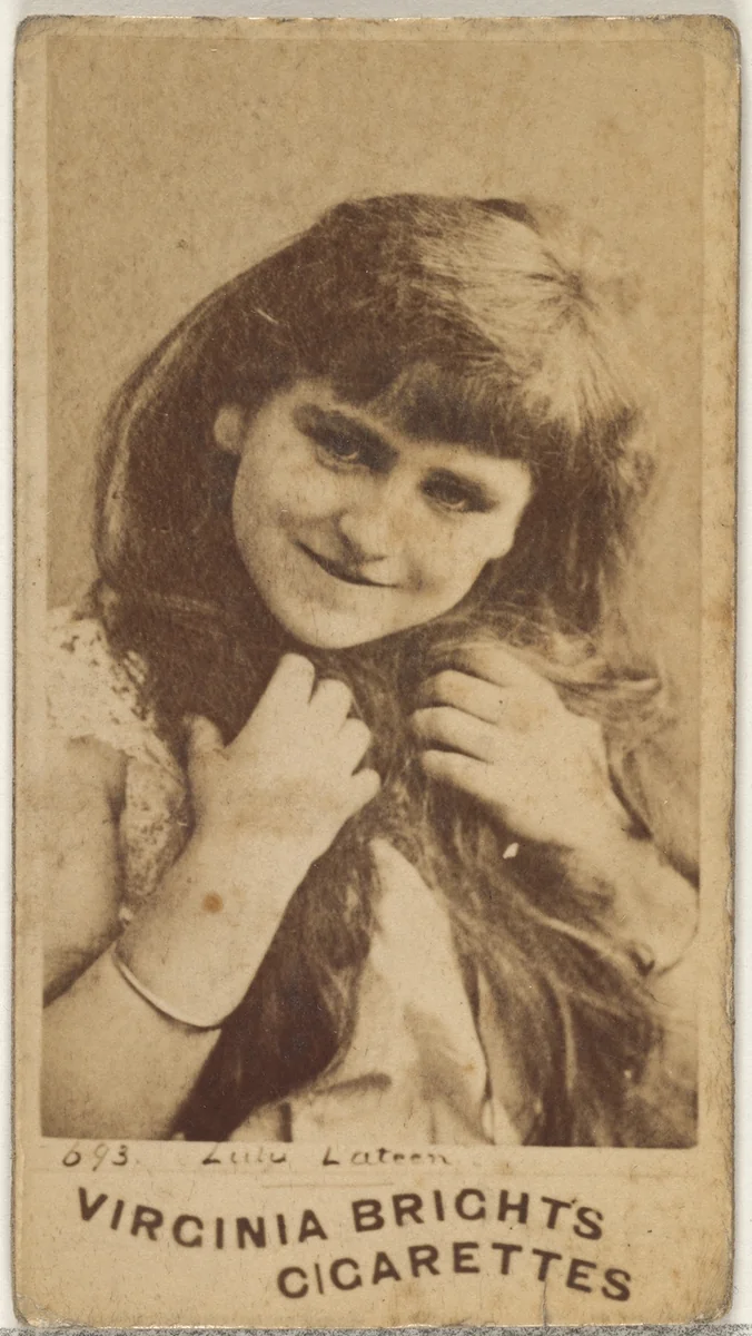 Card 693, Lulu Lateen, from the Actors and Actresses series (N45, Type 1) for Virginia Brights Cigarettes by Allen & Ginter, photograph, 1885-1891
