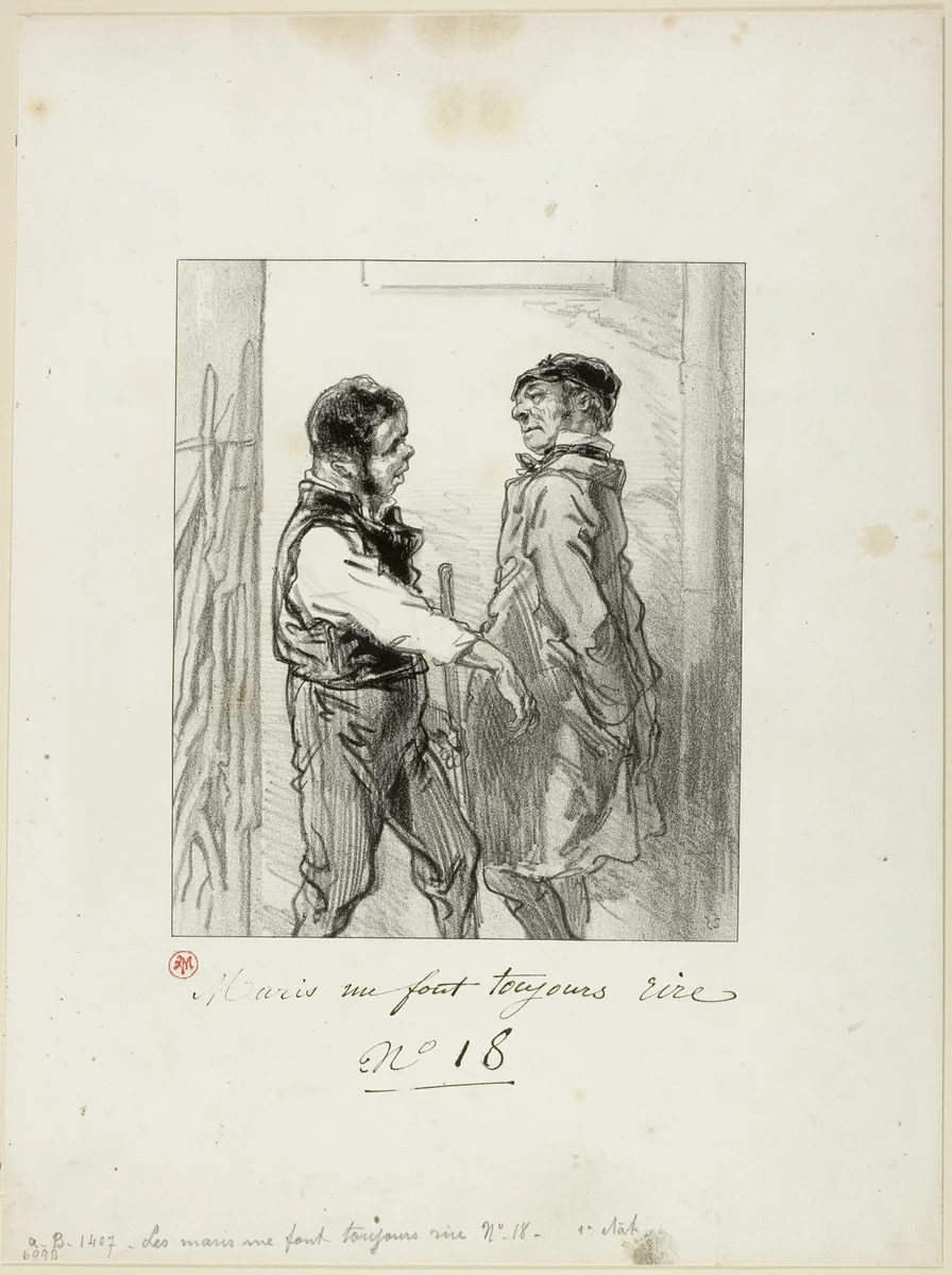 Husbands Always Make Me Laugh: And the judge's son told my wife by Paul Gavarni, print, 1853