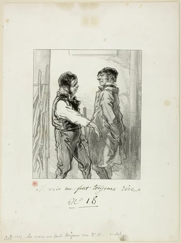 Husbands Always Make Me Laugh: And the judge's son told my wife by Paul Gavarni, print, 1853