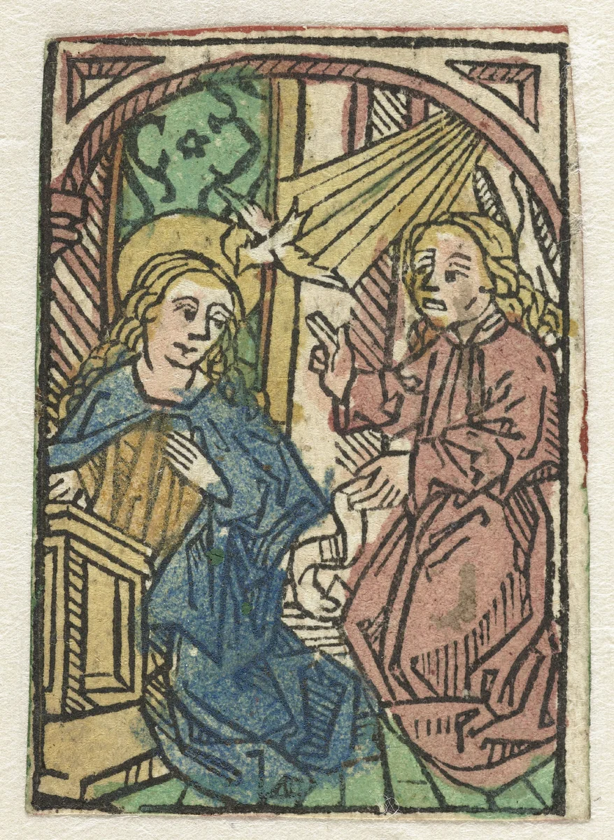 Annunciatie by anonymous, print, 1480-1500