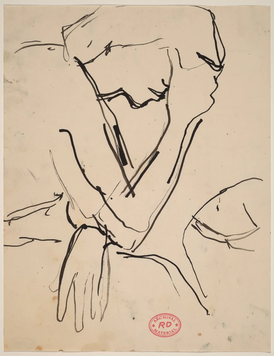 Untitled [figure leaning head in hand] by Richard Diebenkorn, drawing, 1955-1967
