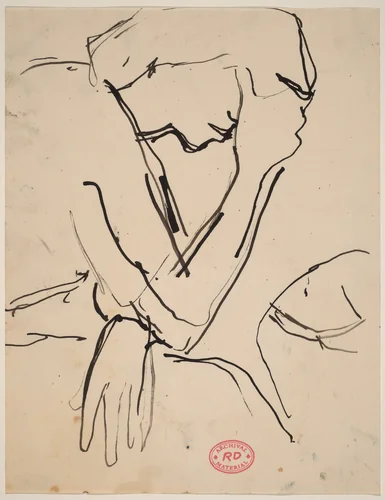 Untitled [figure leaning head in hand] by Richard Diebenkorn, drawing, 1955-1967