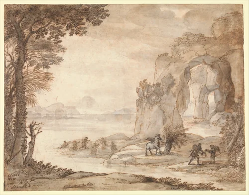 Perseus and the Origin of Coral by Claude Lorrain, drawing, 1668-1674