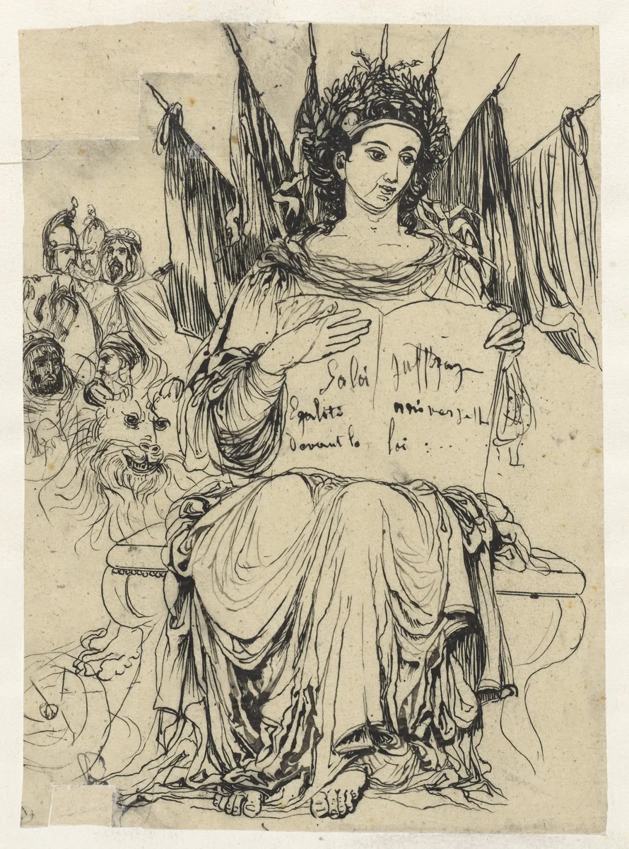 Ontwerp voor een allegorische figuur van de Republiek by Rodolphe Bresdin, drawing, 1880-1883