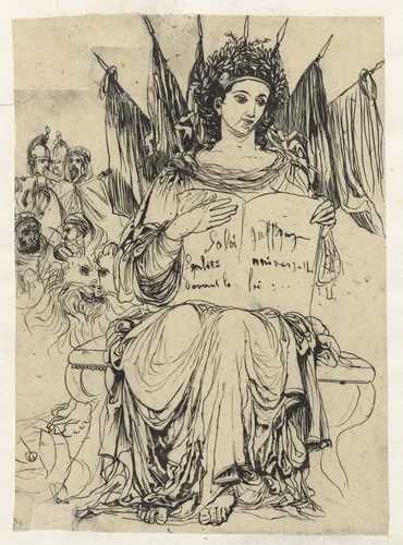 Ontwerp voor een allegorische figuur van de Republiek by Rodolphe Bresdin, drawing, 1880-1883