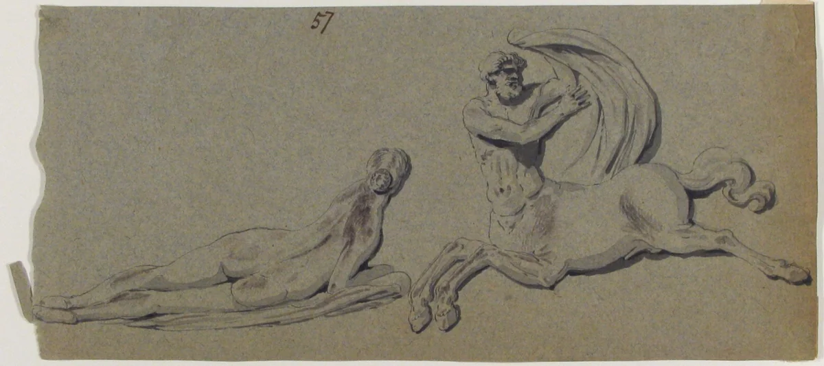 Reclining Nymph and Centaur by anonymous, drawing, 1700-1799