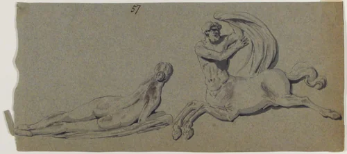 Reclining Nymph and Centaur by anonymous, drawing, 1700-1799