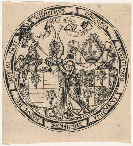 Arms of the Bishopric of Eichstätt and of Its Bishop, Wilhelm of Reichenau by Master of Saint John the Baptist, print, 1480