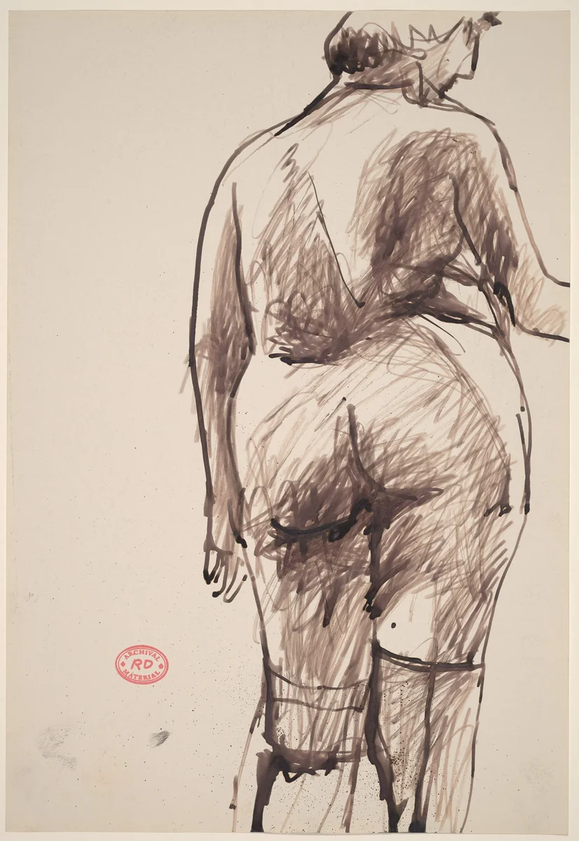 Untitled [back view of a female nude in stockings] by Richard Diebenkorn, drawing, 1955-1967