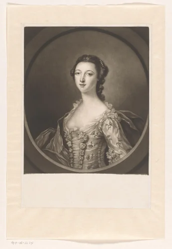 Portret van Maria Coventry by James McArdell, print, 1751-1753