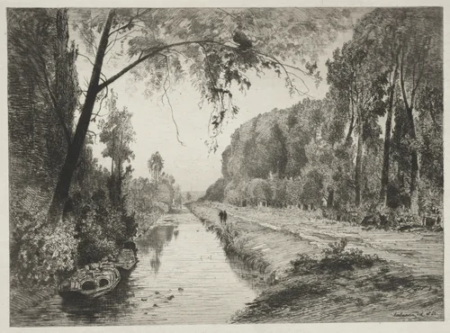 Canal at Pont Sainte-Maxence by Maxime Lalanne, print, 1873-1883