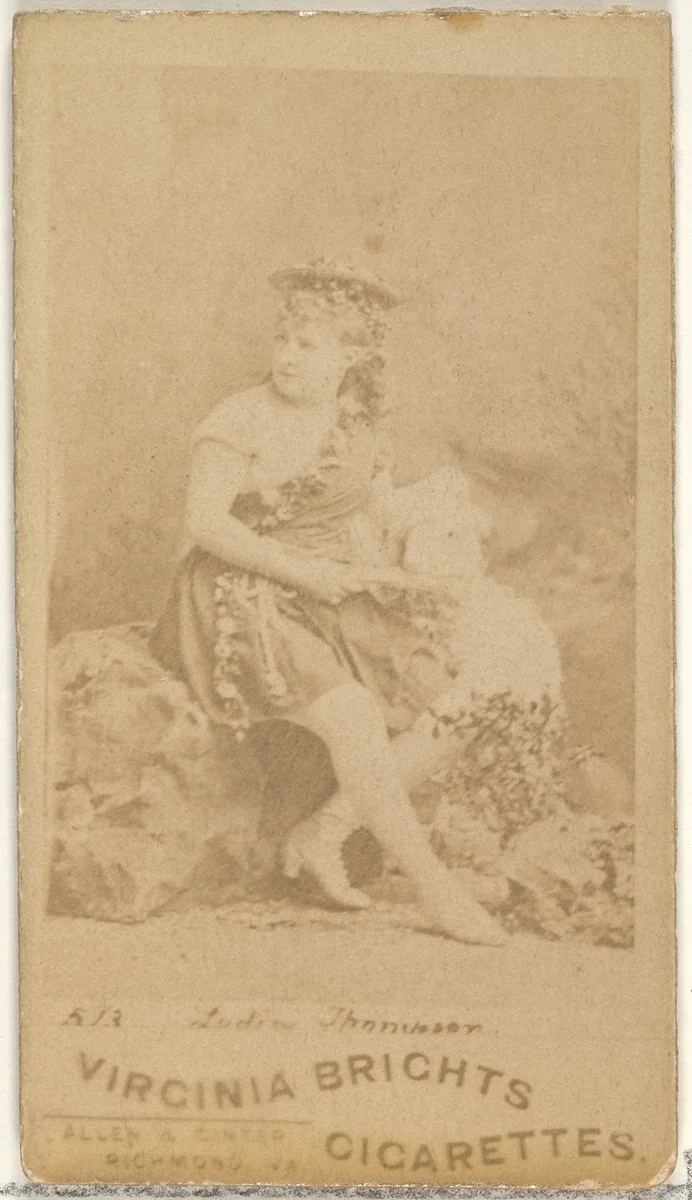 Card 523, Lydia Thompson, from the Actors and Actresses series (N45, Type 1) for Virginia Brights Cigarettes by Allen & Ginter, photograph, 1885-1891