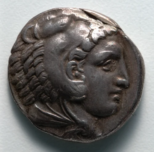 Tetradrachm: Head of Young Herakles (obverse) by Unknown, metalwork, -336--323