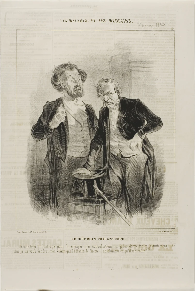 The Philanthropic Doctor (plate 10) by Charles-Émile Jacque, print, 1843