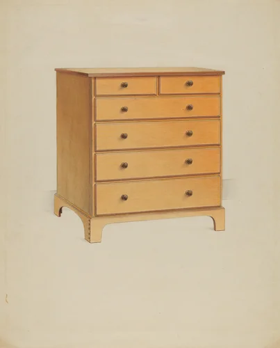 Shaker Chest of Drawers by Winslow Rich, index of american design, 1937