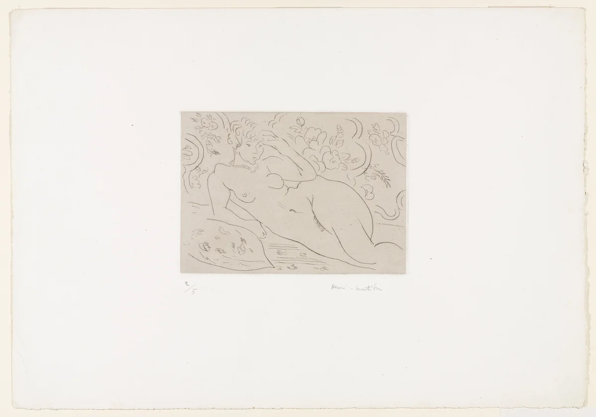 Nude, Flowered Interior (Nu, intérieur fleuri) by Henri Matisse, print, 1926