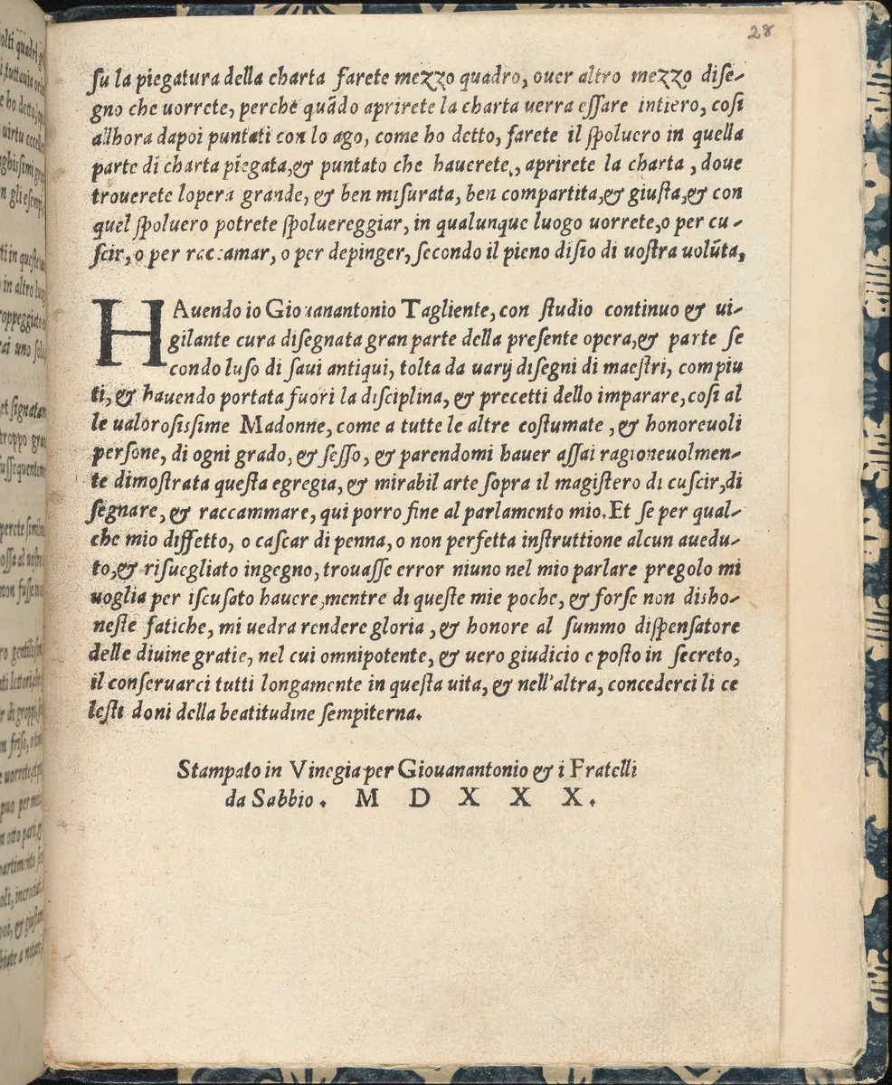 Essempio di recammi, page 28 (recto) by Giovanni Antonio Tagliente, book, 1530