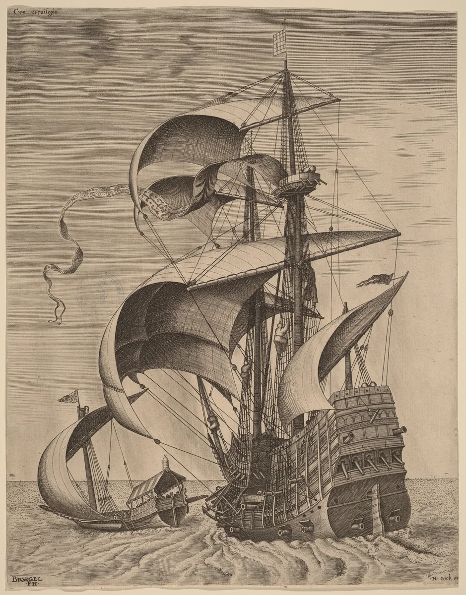 Armed Three-Master on the Open Sea, Accompanied by a Galley by Frans Huys
Pieter Bruegel the Elder
Hieronymus Cock, print, 1522-1562