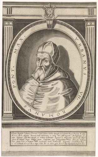 Portret van paus Urbanus VII by Friedrich van Hulsen, print, 1590-1665