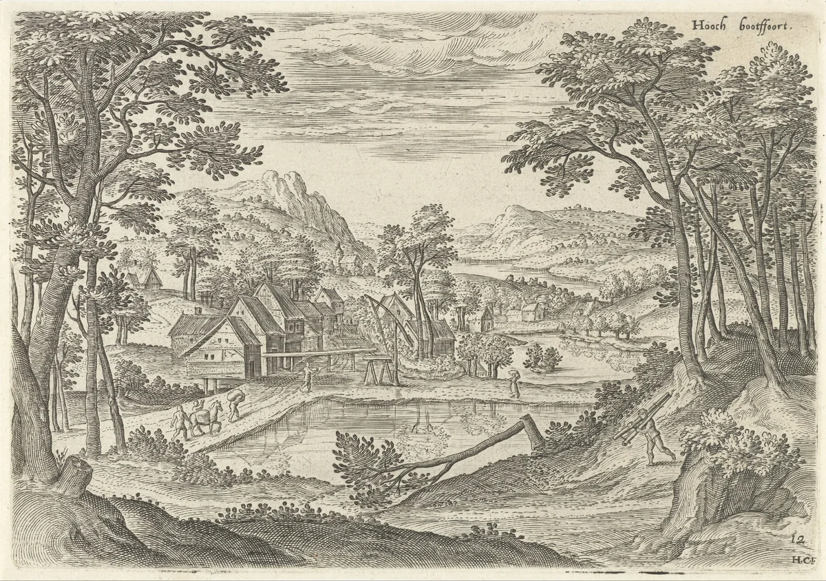 Gezicht op Bosvoorde by Unknown, print, 1530-1580