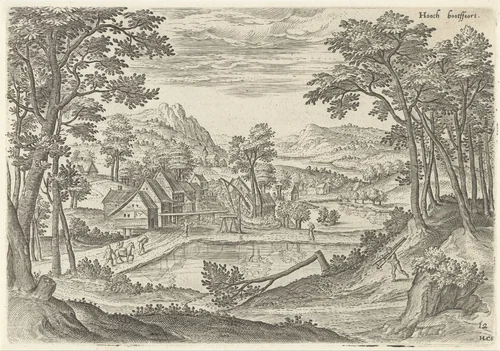 Gezicht op Bosvoorde by Unknown, print, 1530-1580
