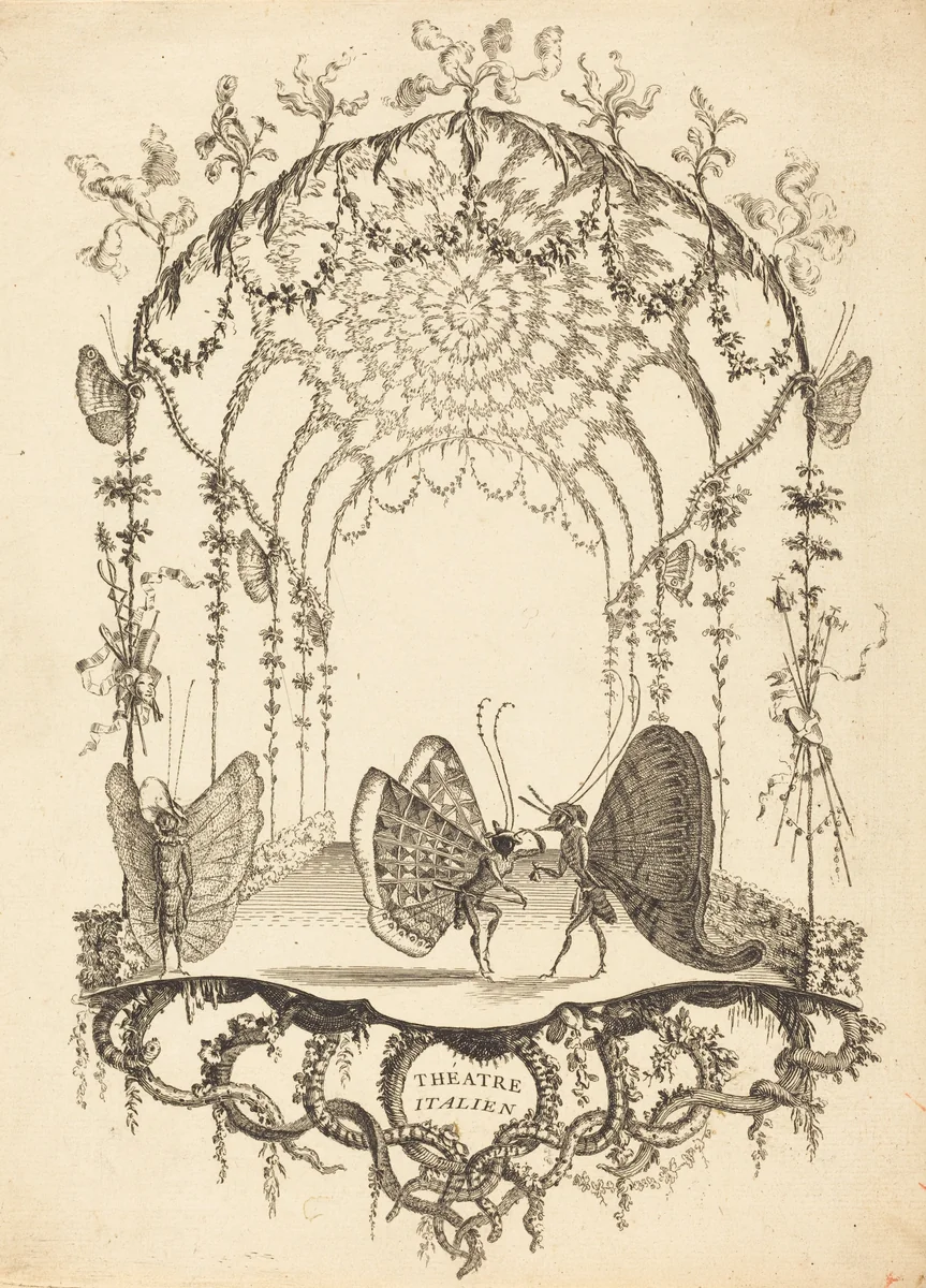 Théâtre Italien (Italian Theater) by Charles Germain de Saint-Aubin, print, 1756