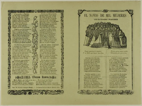 El novio de mil mujeres les da dinero y placeres (The Boyfriend of a Thousand Women Gives Them Money and Pleasure) by Manuel Manilla, print, 1850-1900