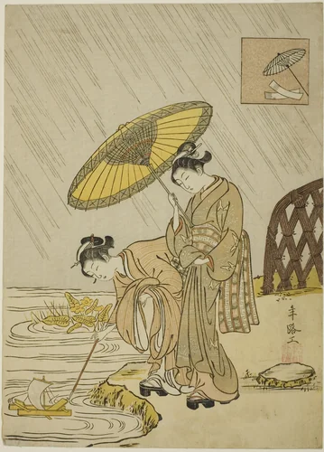 Ono no Komachi Praying for Rain by Suzuki Harunobu (鈴木春信), print, 1761-1771