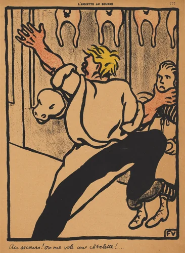 Help! My cutlet's being stolen! by Félix Vallotton, print, 1901