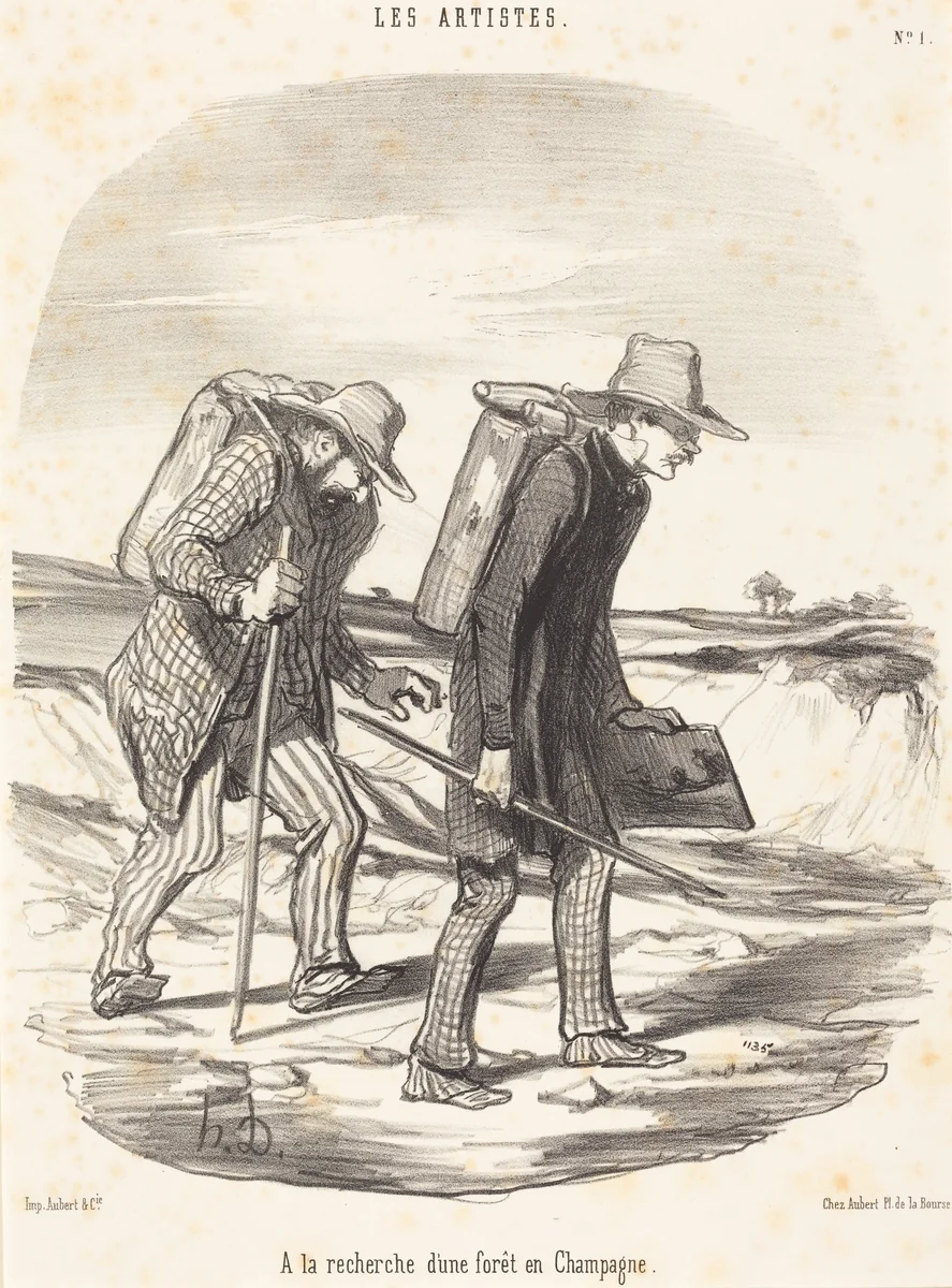 A la recherche d'une forêt en Champagne (In Search of a Forest in Champagne) by Honoré Daumier, print, 1847