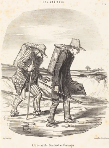 A la recherche d'une forêt en Champagne (In Search of a Forest in Champagne) by Honoré Daumier, print, 1847