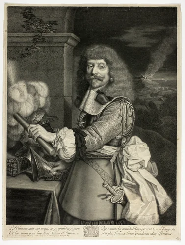 Portrait of Henri de Lorraine, Comte d'Harcourt, Horsemaster of France by Antoine Masson, print, 1667