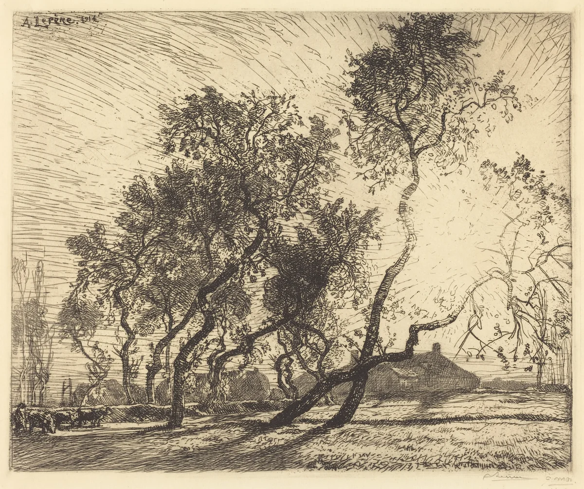 La Ferme aux peupliers de Hollande by Auguste Lepère, print, 1914