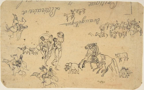 Various Studies by Rodolphe Bresdin, drawing, 1822-1885