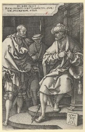 David Tearing His Clothes in Grief, from "The Story of Amnon and Tamar" by Heinrich Aldegrever, print, 1540
