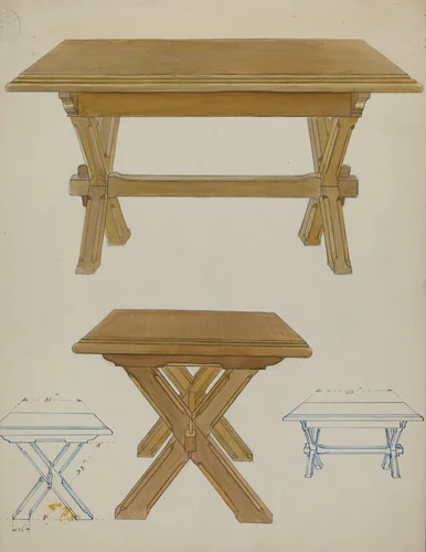 Pa. German Trestle Table by Lawrence Porth, index of american design, 1936