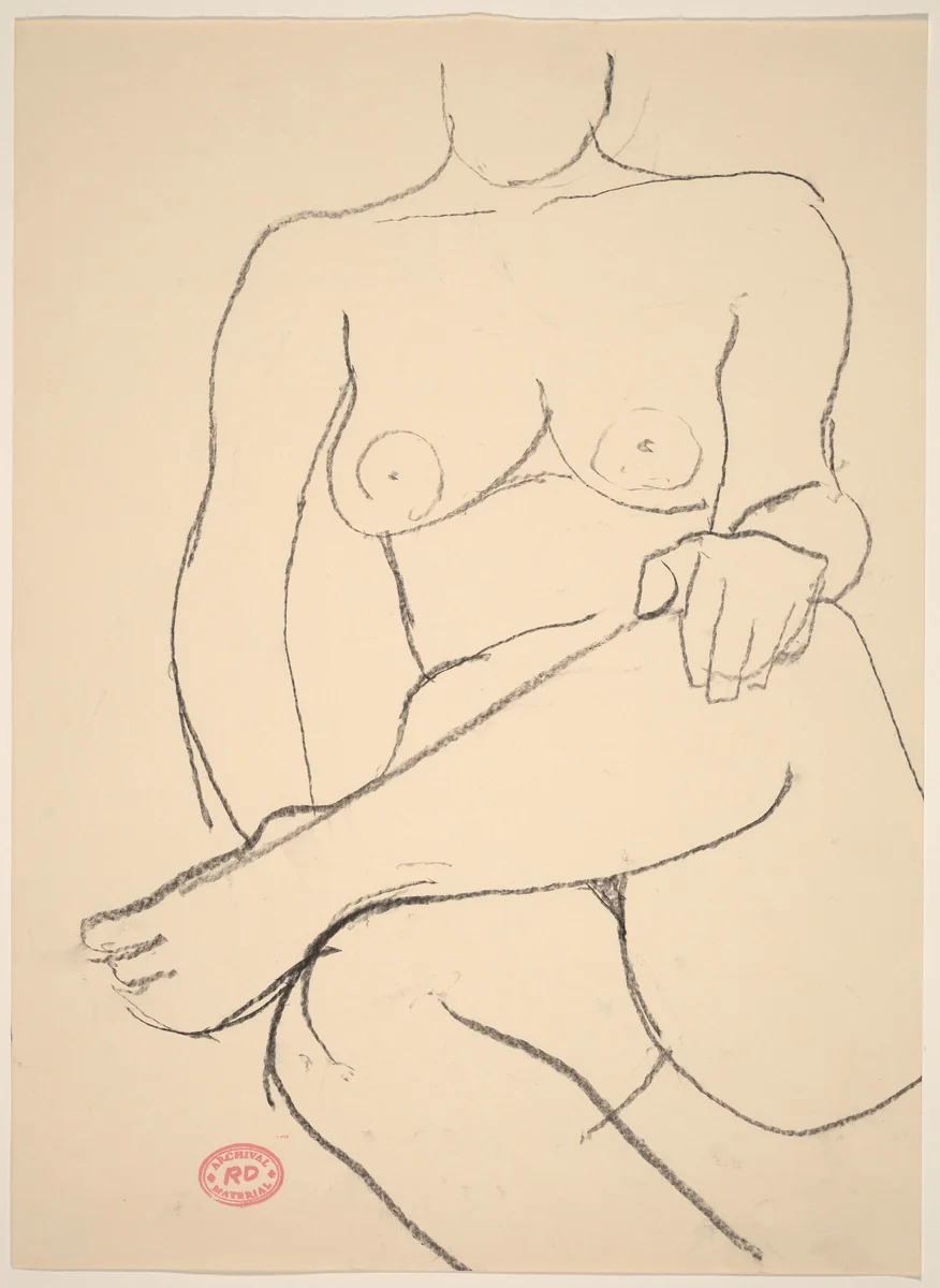 Untitled [seated nude crossing her leg] by Richard Diebenkorn, drawing, 1955-1967